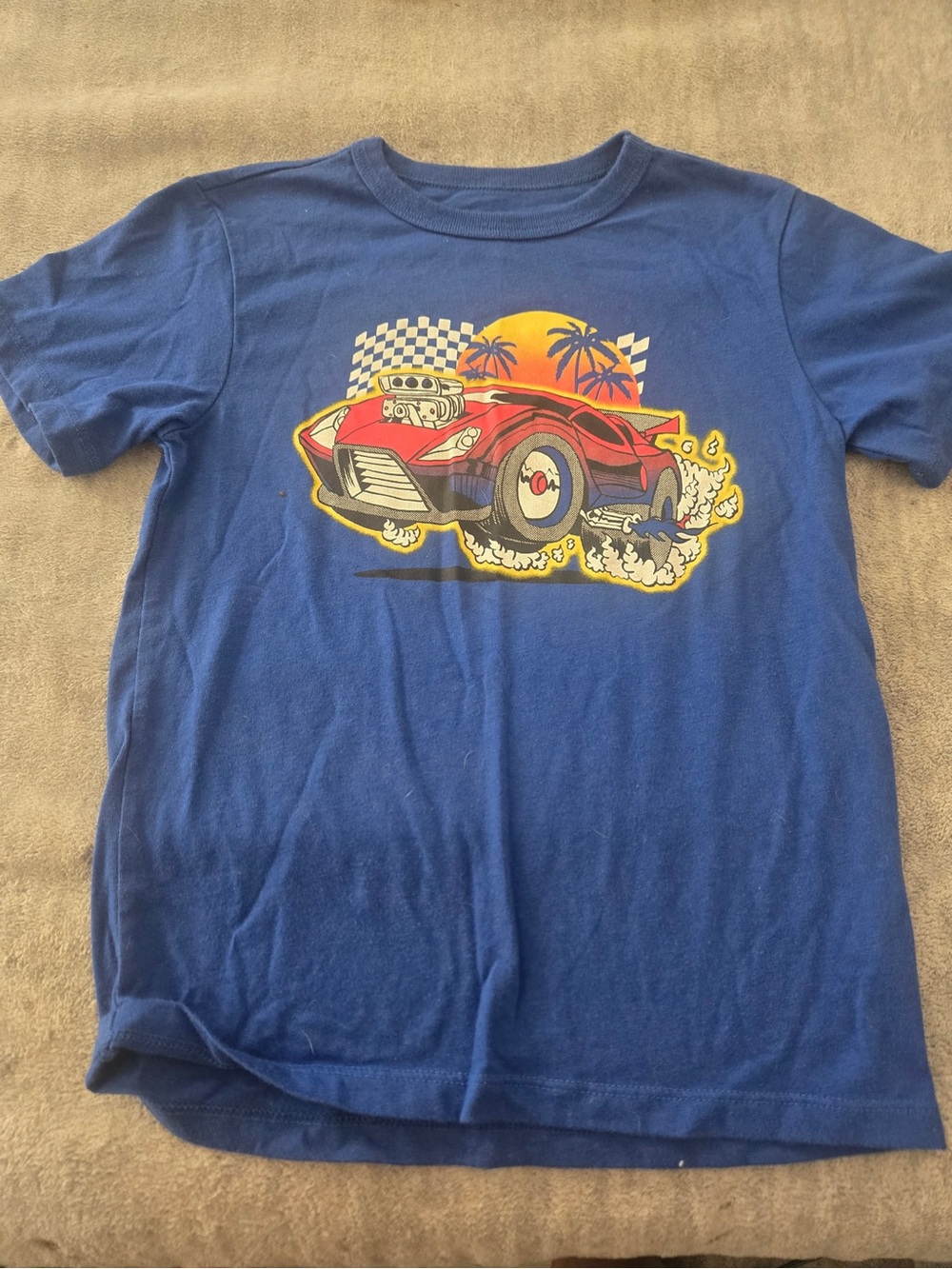 The Children's Place Blue Tee with Red Race Car Graphic